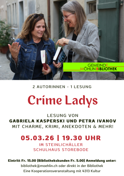 Crime-Ladys - eine Lesung mit Gabriela Kasperski und Petra Ivanov Crime-Ladys - eine Lesung mit Gabriela Kasperski und Petra Ivanov