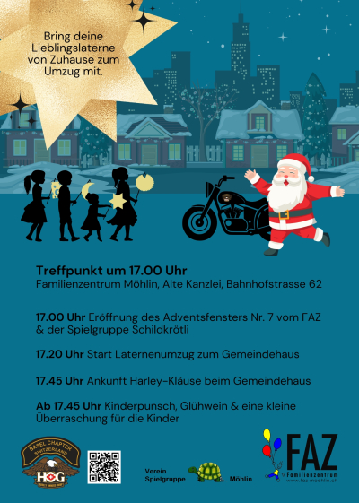 FAZ - Besuch der Harleykläuse auf dem Gemeindehausplatz 